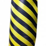 Self-adhesive foam protector with notches, with yellow and black reflective strips